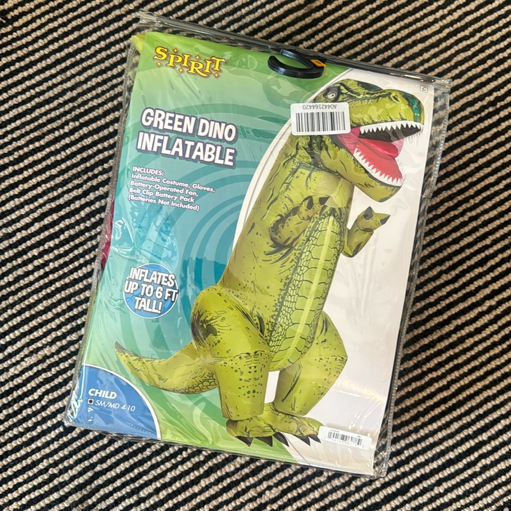 Kids Inflatable Dinosaur Costume, Sm/Med 4-10